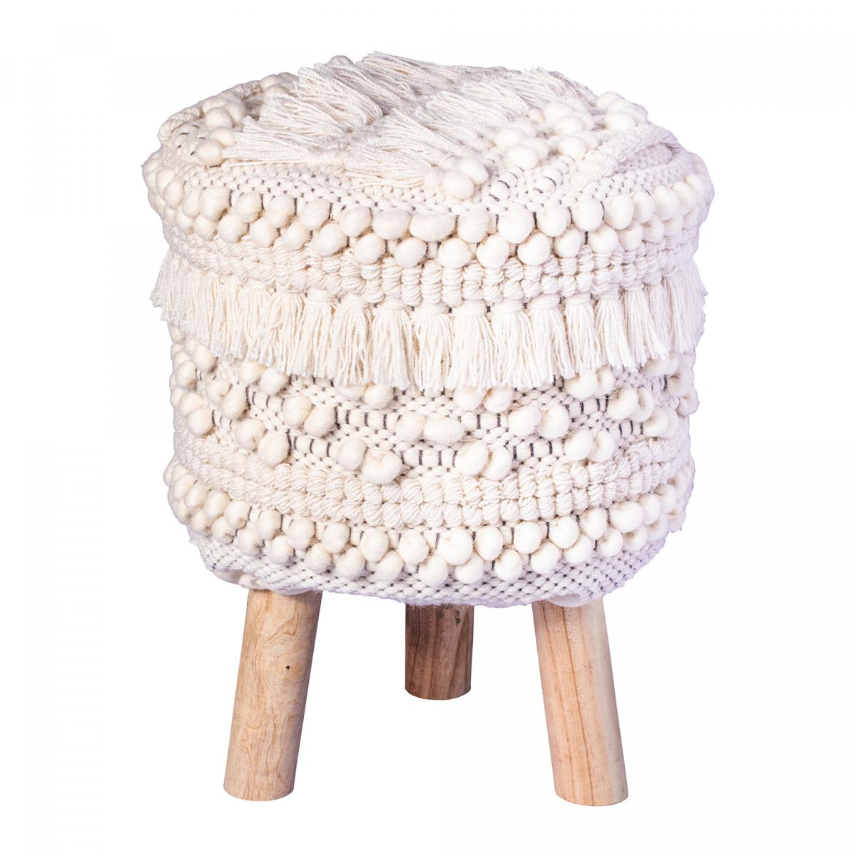 Tabouret semi artisanal en laine ZARI