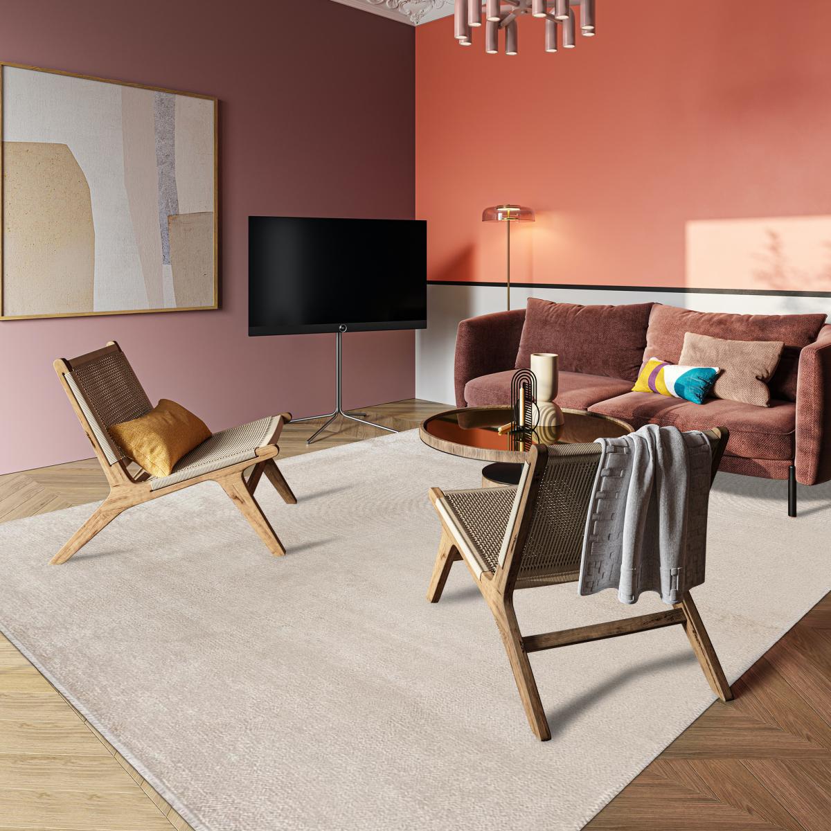 Tapis kilim tissé en coton motif faux uni PEARL — vue 3