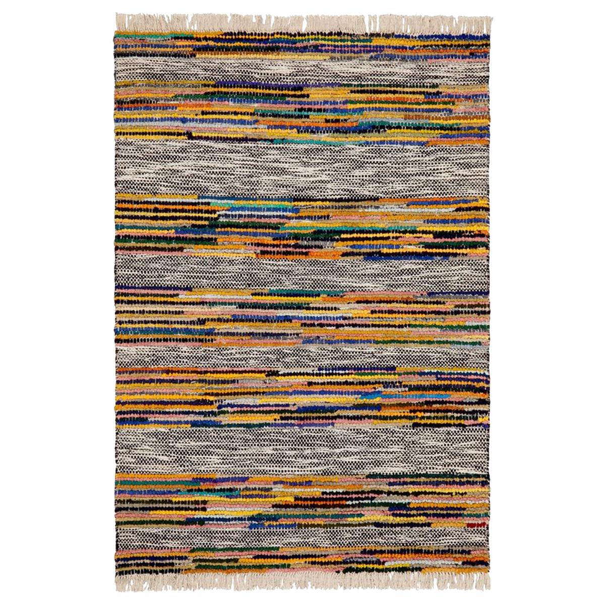 Tapis salon et chambre tissé en coton motif ethnique ZANSHI