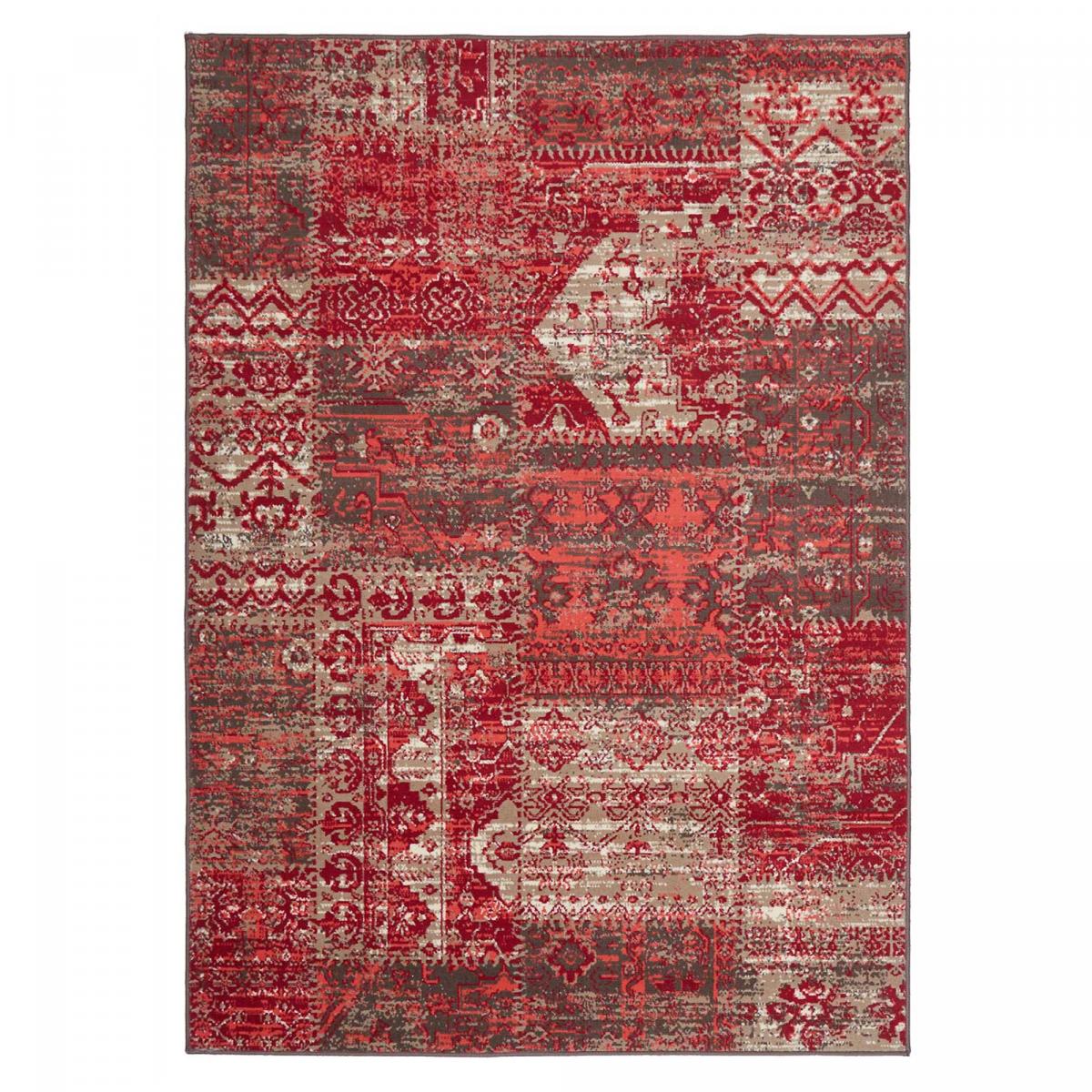 Tapis salon et chambre tissé motif ethnique LYN1 PATWORK