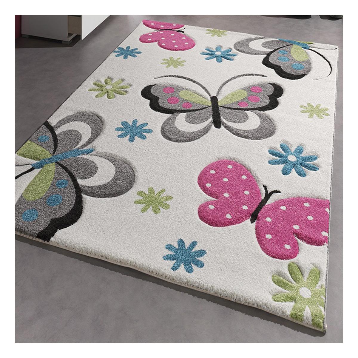 Tapis enfant tissé motif animaux LYN8 PAPILLONS — vue 3