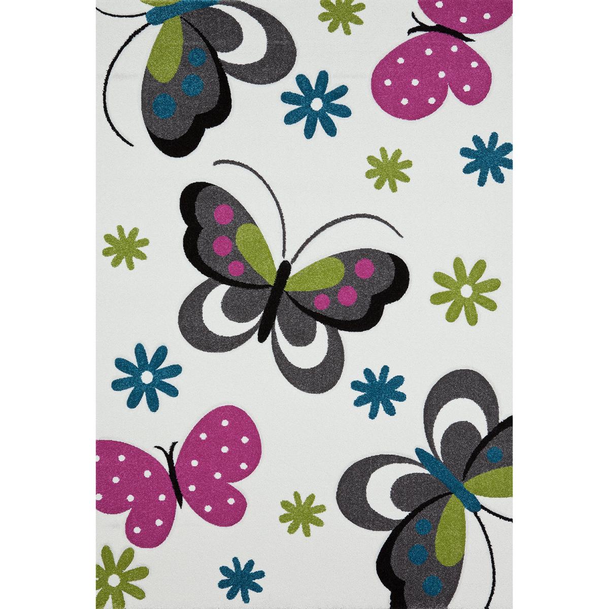 Tapis enfant tissé motif animaux LYN8 PAPILLONS
