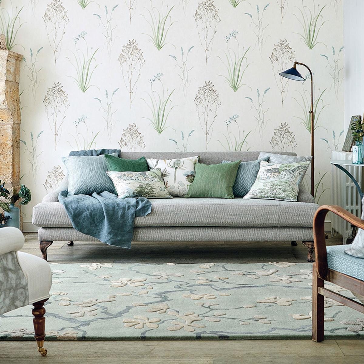 Tapis salon et chambre fait à la main en laine motif floral ANTHEA — vue 3