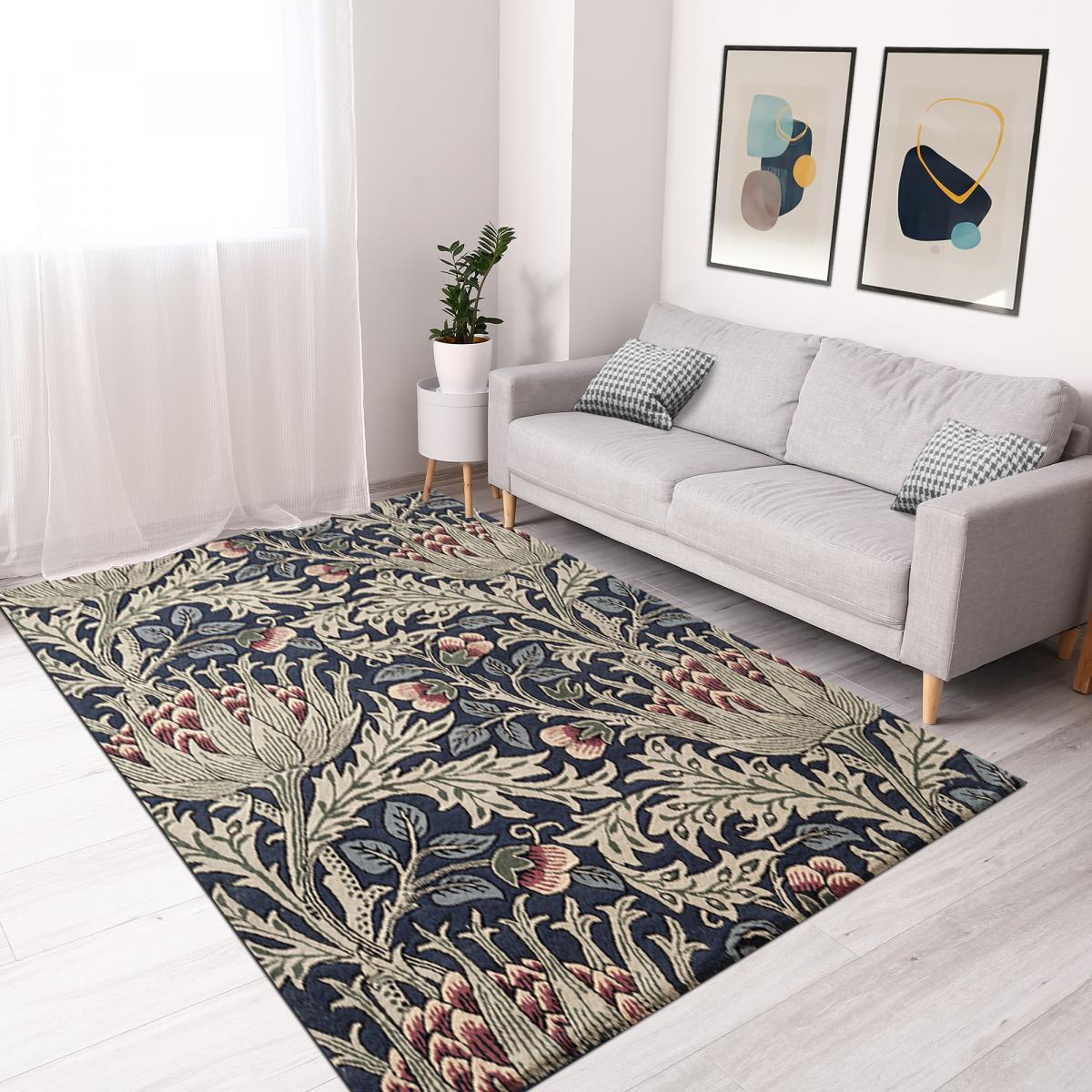 Tapis salon et chambre fait à la main en laine motif floral ARTICHOKE — vue 3