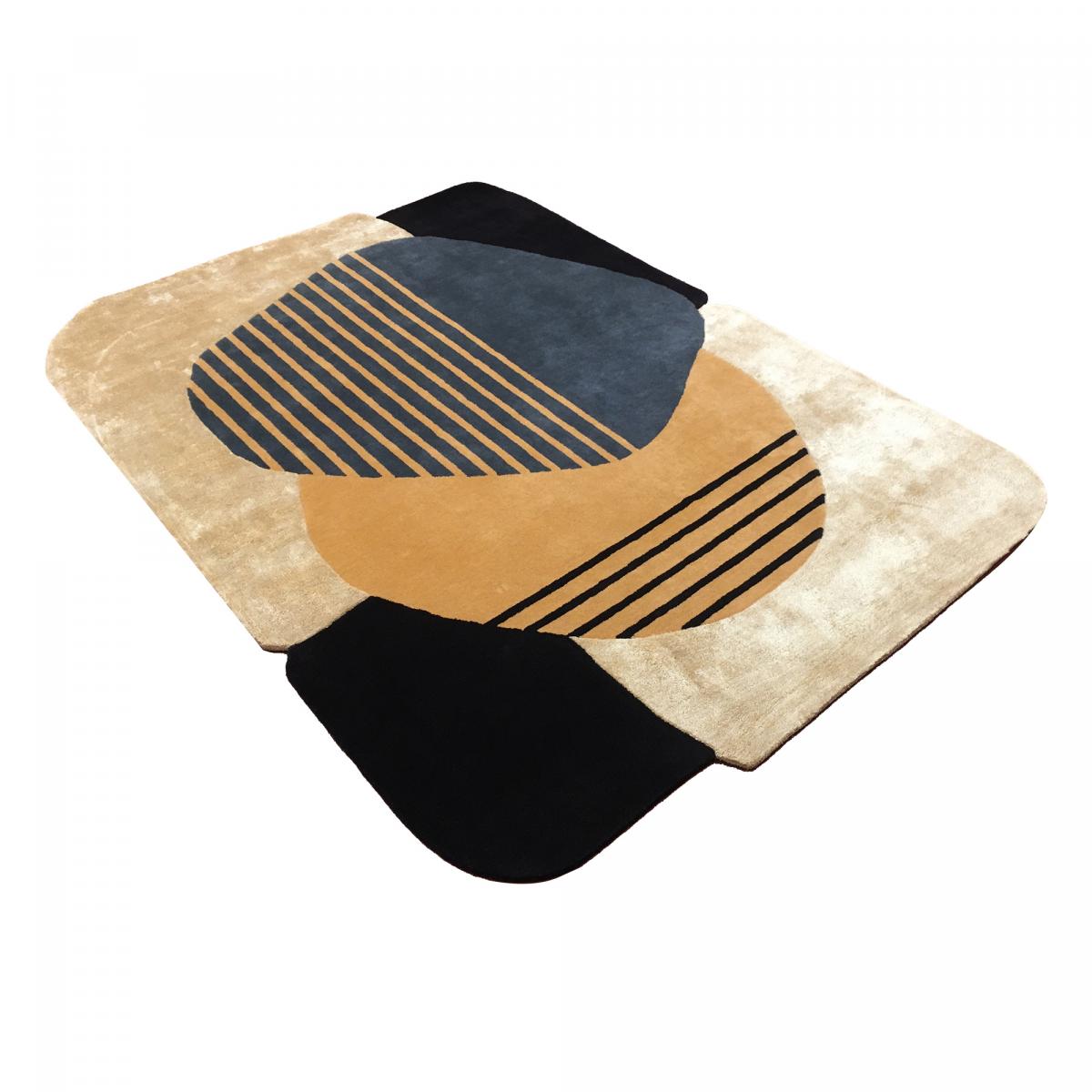 Tapis salon et chambre fait main en laine motif géométrique ATOLL 1 — vue 6