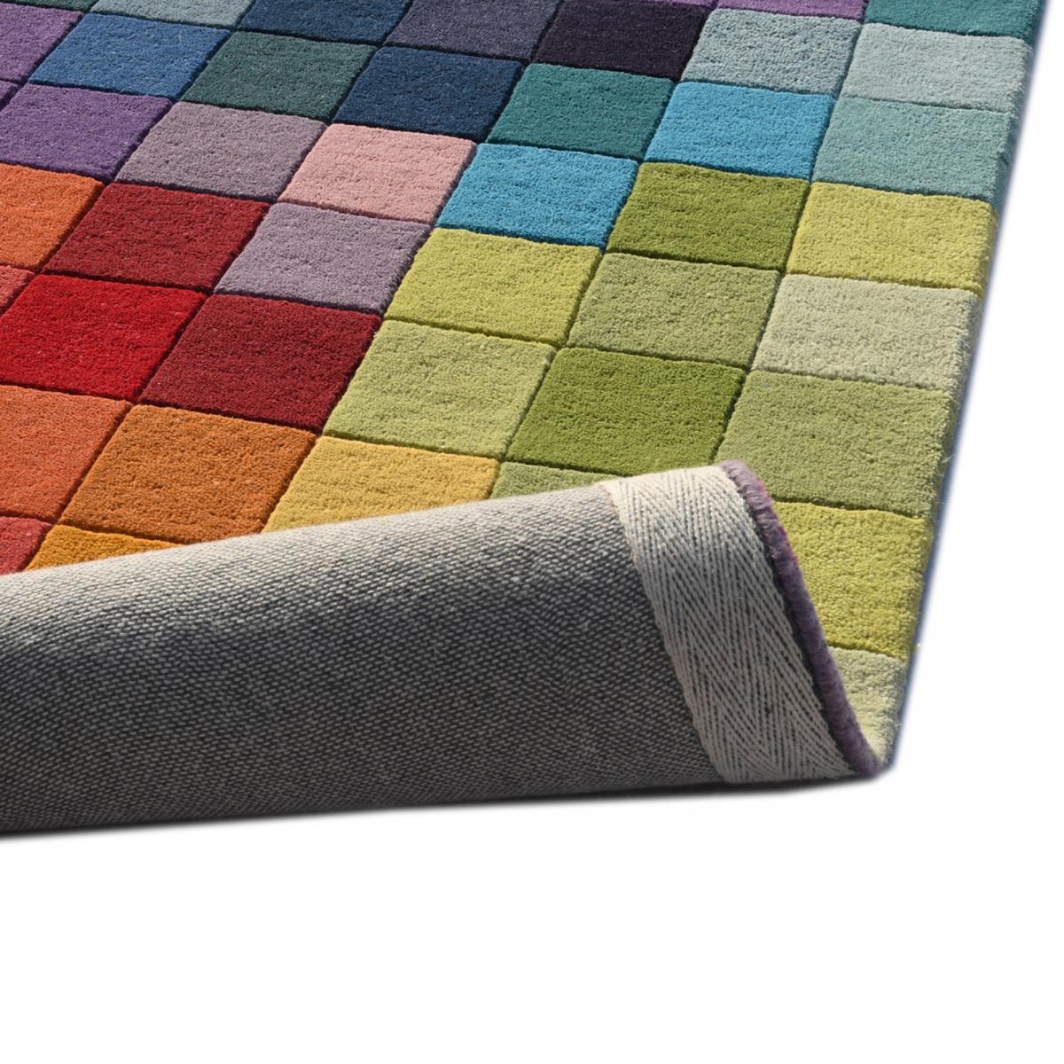 Tapis salon et chambre fait main en laine motif damier AXEL — vue 4