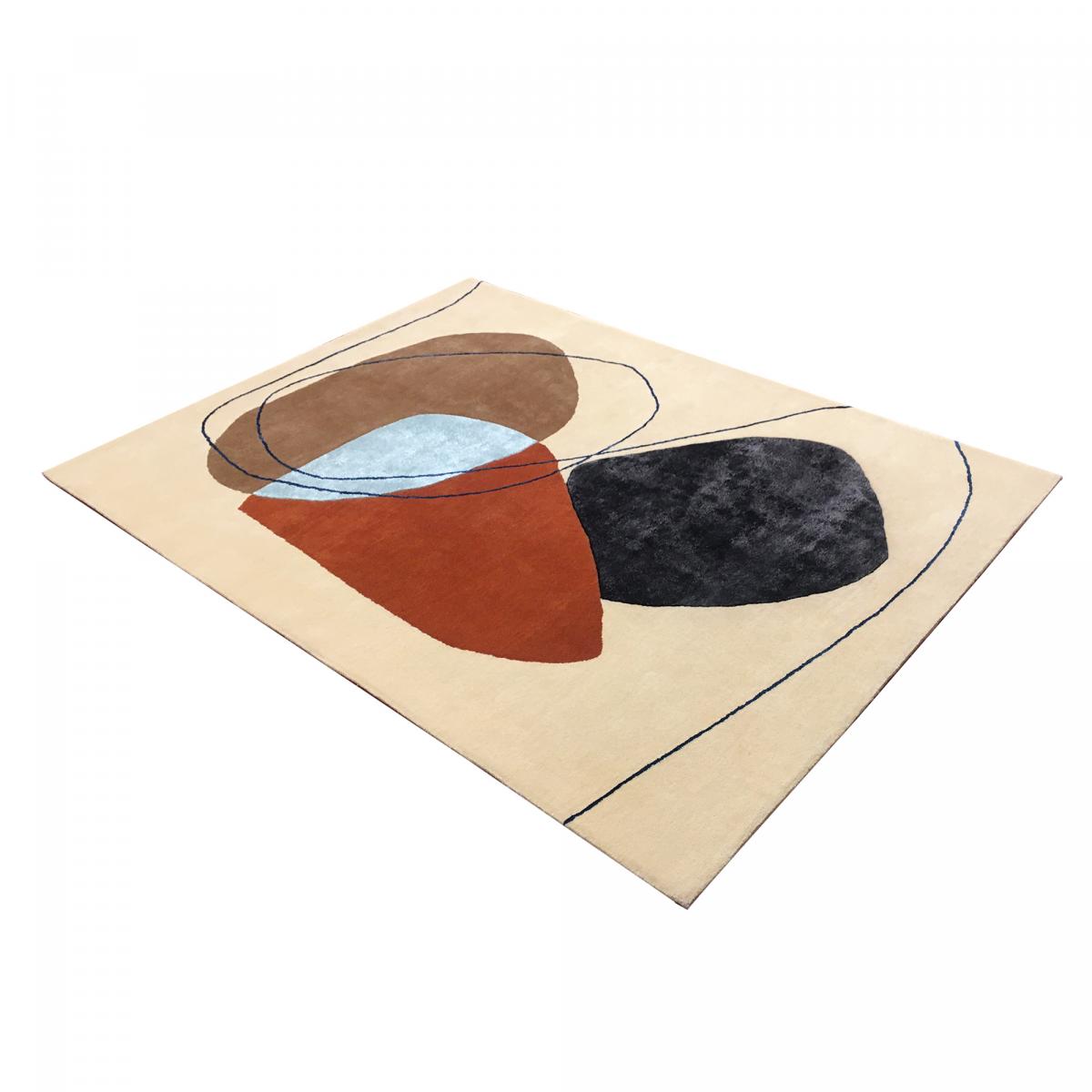 Tapis salon et chambre fait main en laine motif géométrique AZUR — vue 6