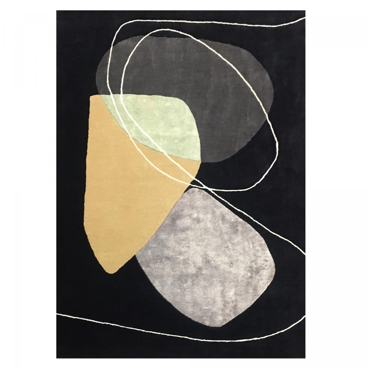 Tapis salon et chambre fait main en laine motif géométrique AZUR