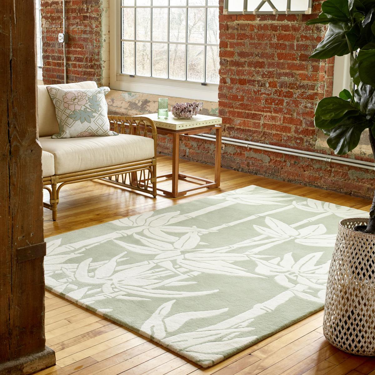 Tapis salon et chambre fait à la main en laine motif floral BAMBOO — vue 3