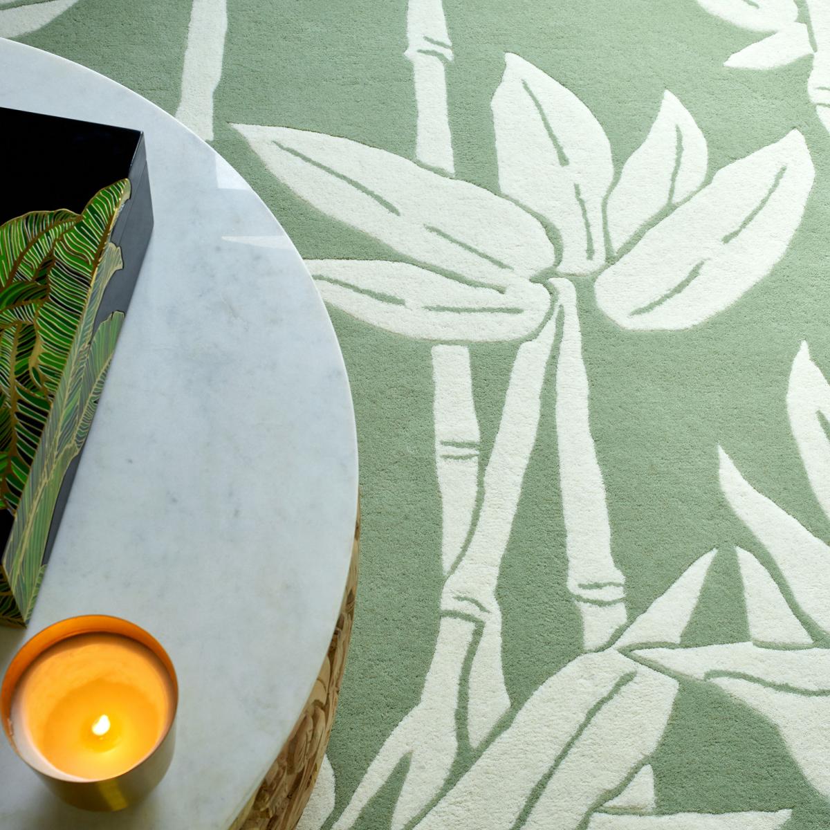 Tapis salon et chambre fait à la main en laine motif floral BAMBOO — vue 4