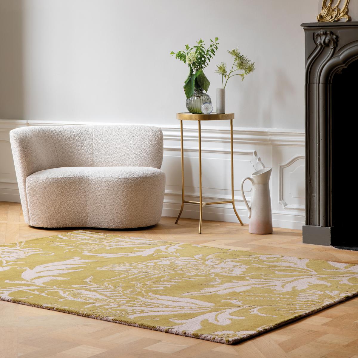 Tapis salon et chambre fait à la main en laine motif floral BAROQUE — vue 3