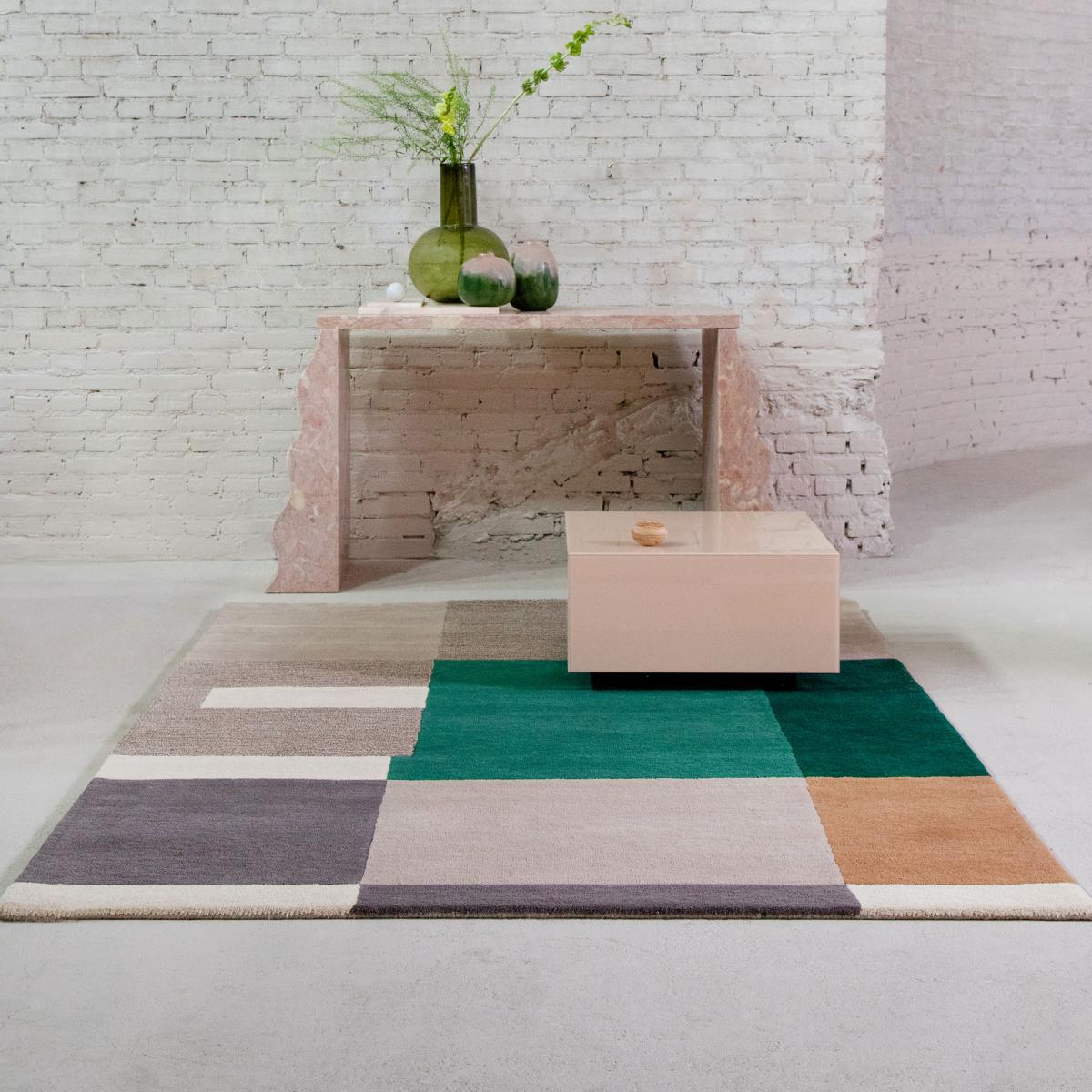 Tapis salon et chambre fait main en laine motif géométrique BASS — vue 3