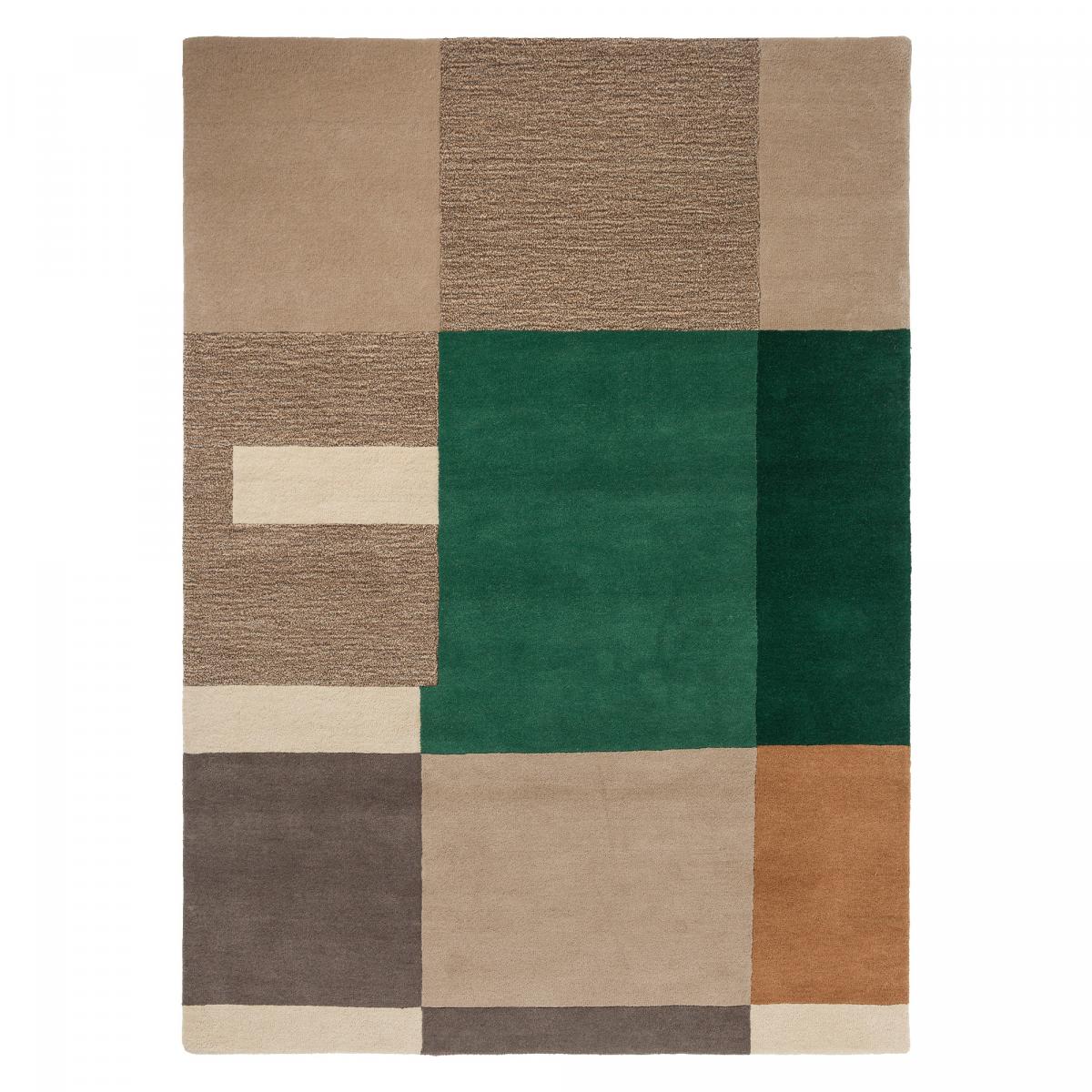 Tapis salon et chambre fait main en laine motif géométrique BASS