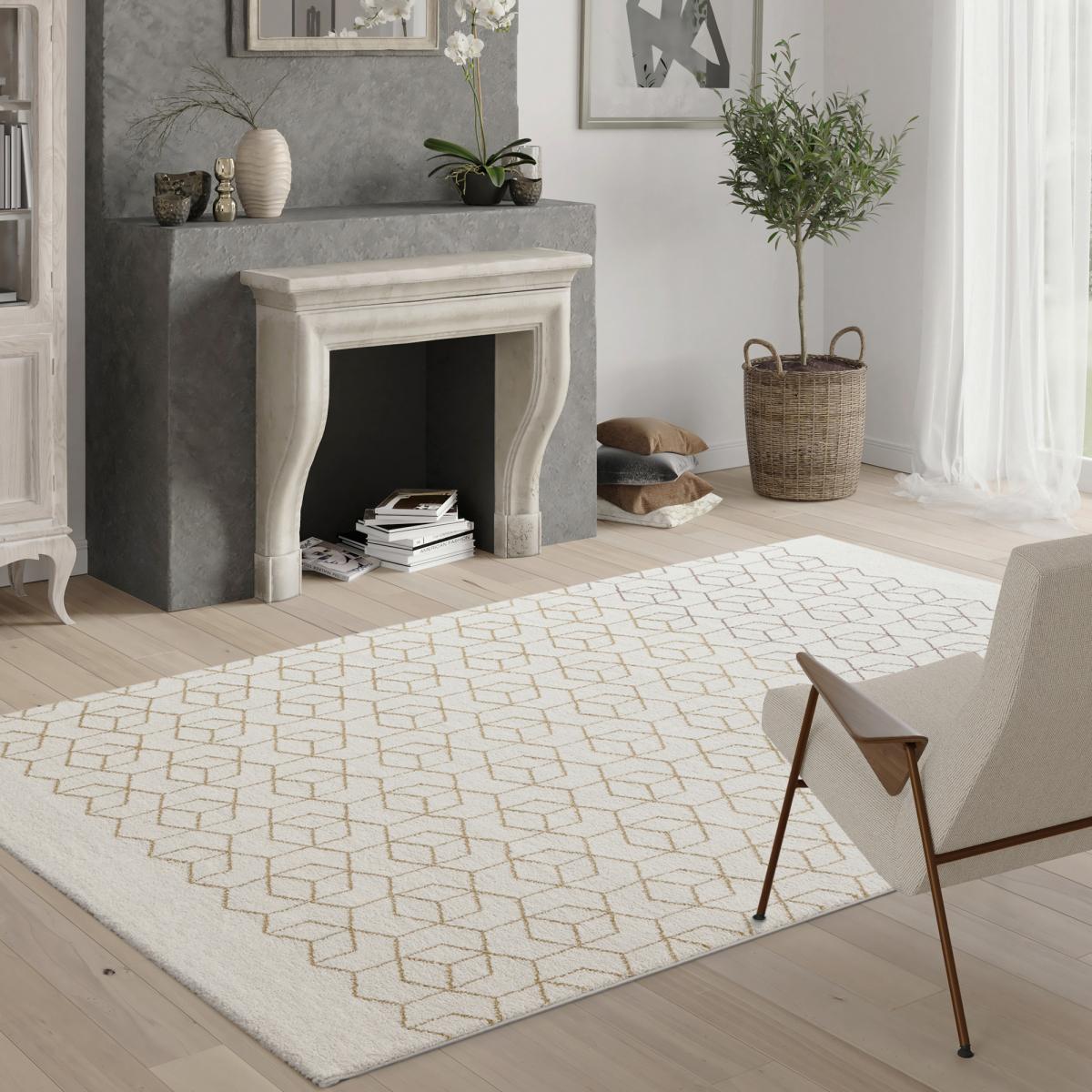 Tapis salon et chambre tissé motif géométrique BELLA 3 — vue 3