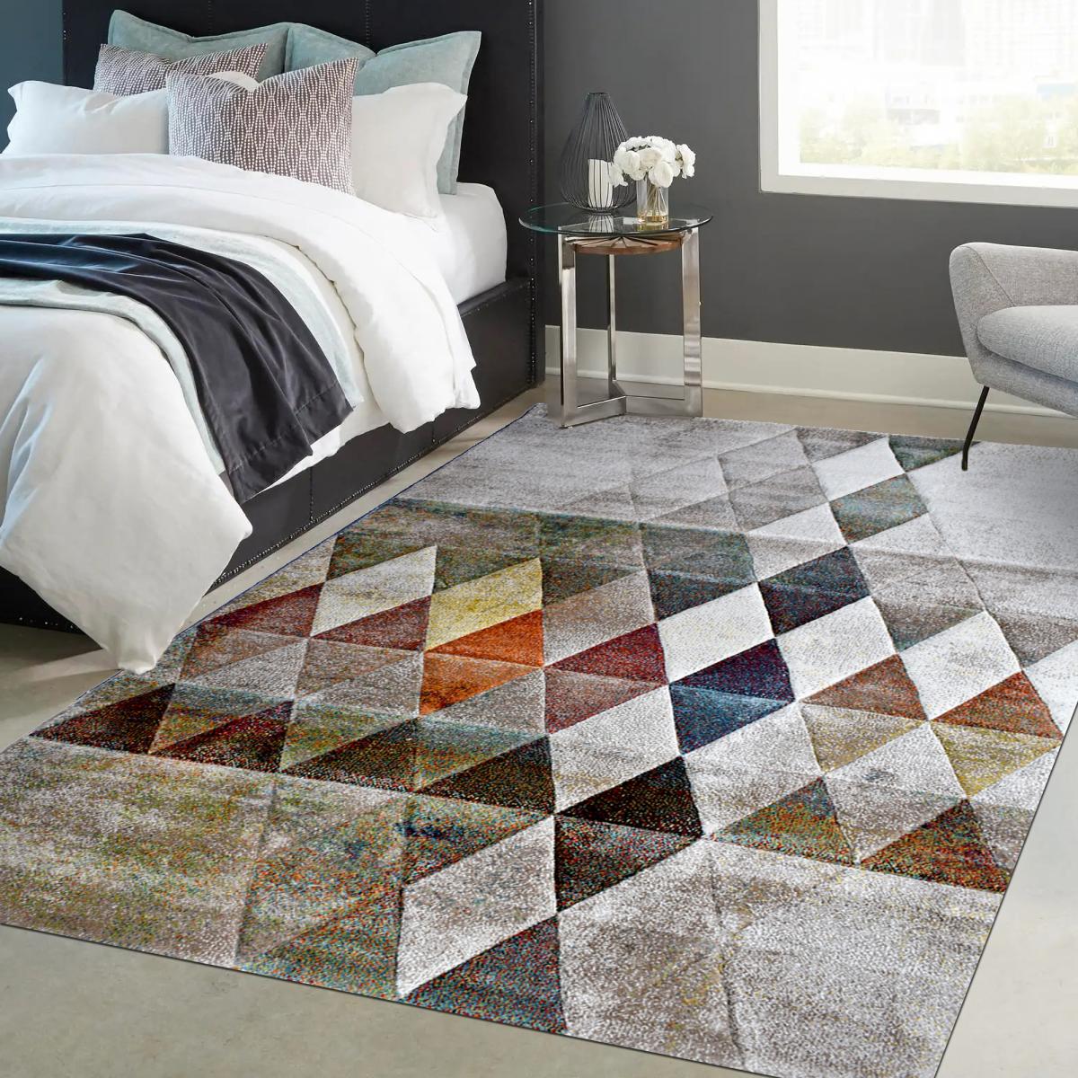 Tapis salon et chambre tissé motif géométrique LYN8 BELO 19 — vue 6