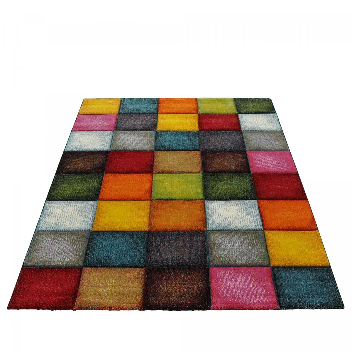 Tapis salon et chambre tissé motif damier LYN8 BELO 31 — vue 4