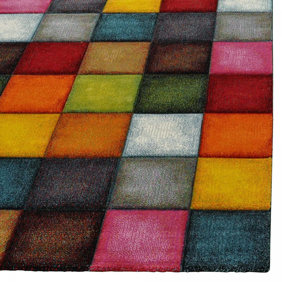 Tapis salon et chambre tissé motif damier LYN8 BELO 31 — vue 5