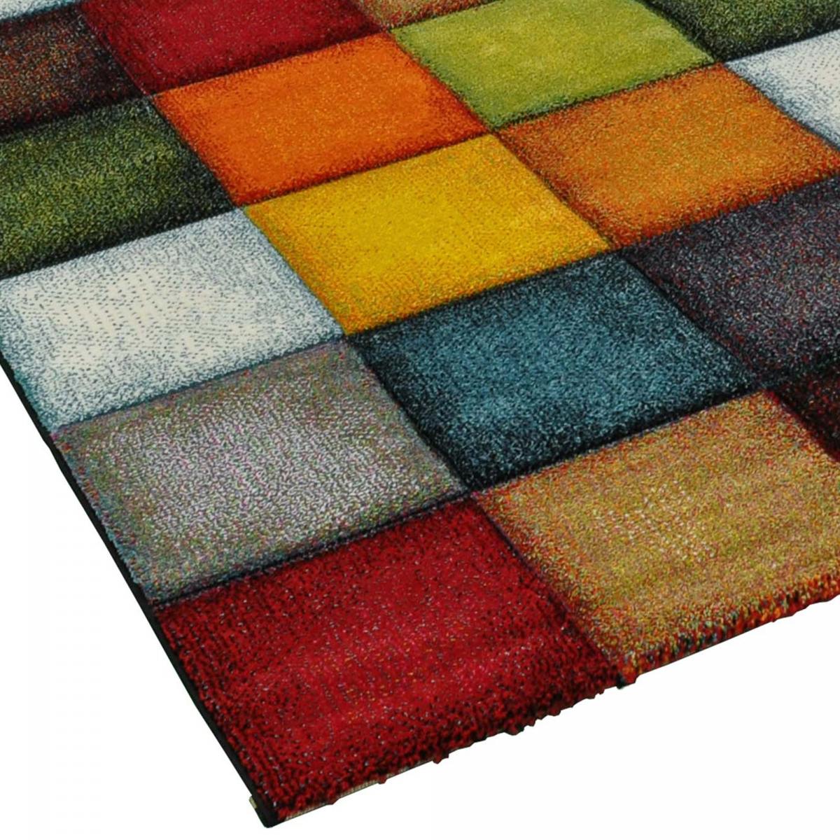 Tapis salon et chambre tissé motif damier LYN8 BELO 31 — vue 6