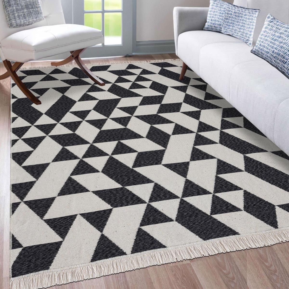 Tapis kilim reversible en coton motif géométrique BI — vue 6