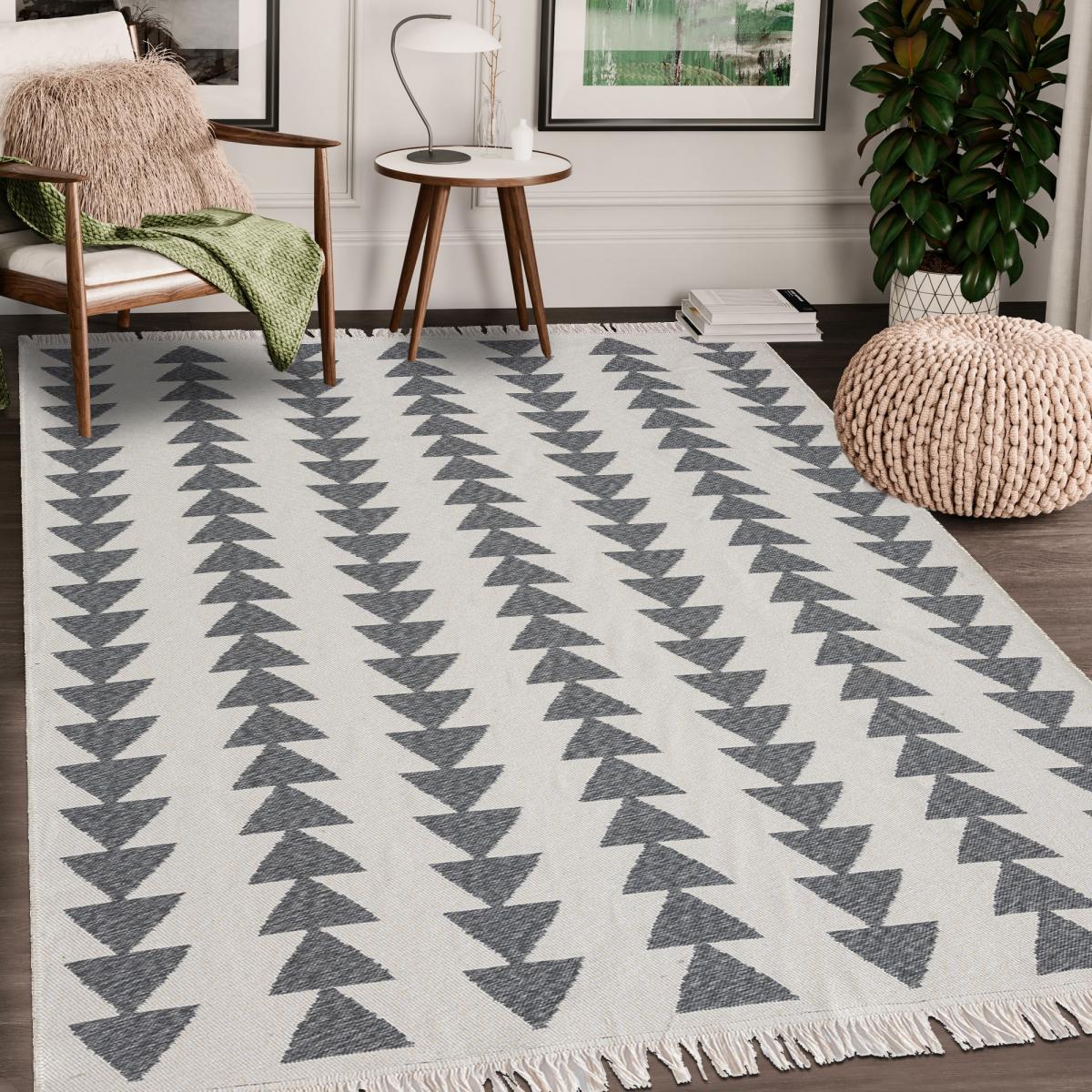 Tapis kilim reversible en coton motif scandinave BE — vue 6