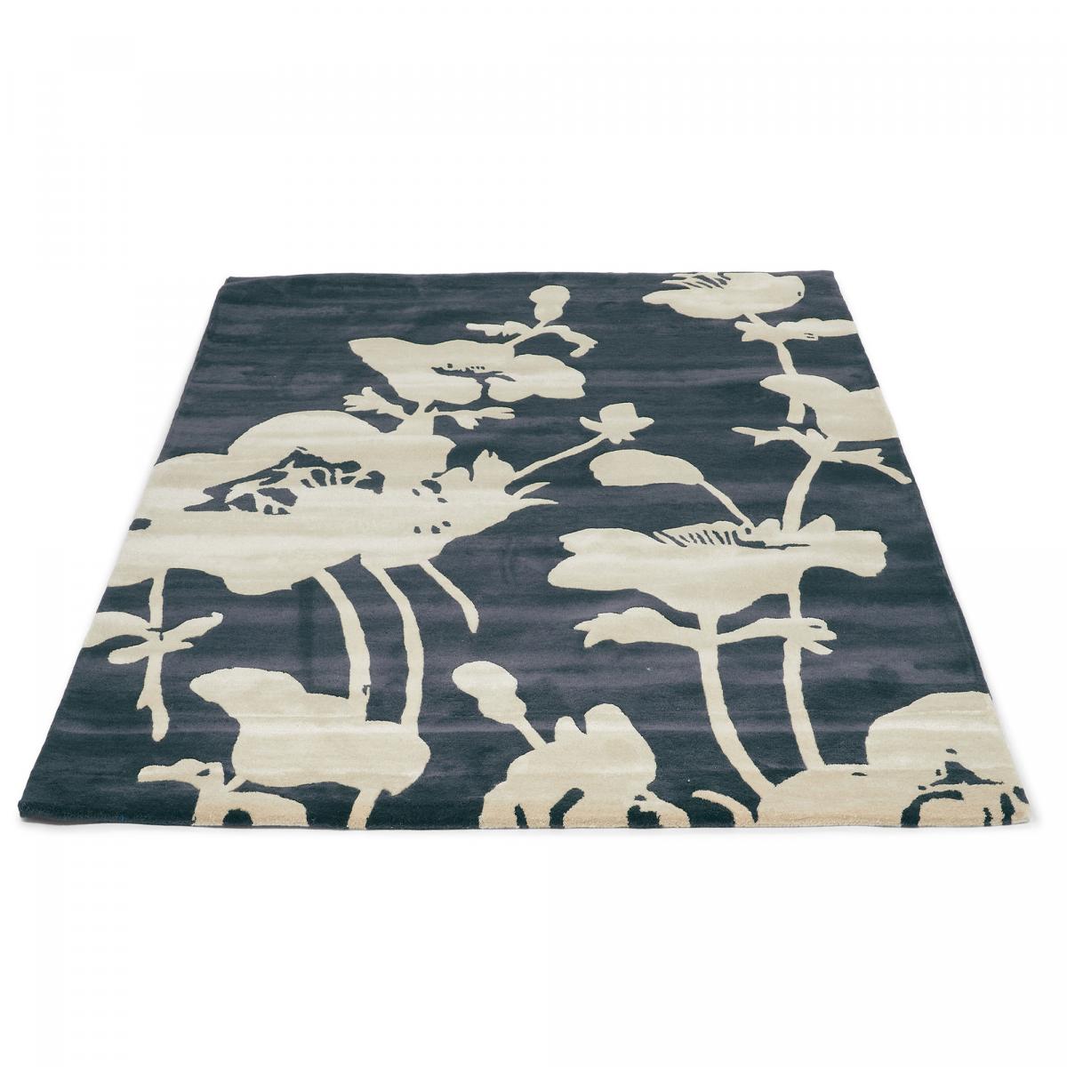 Tapis salon et chambre fait à la main en laine motif floral BIFLORAL — vue 6