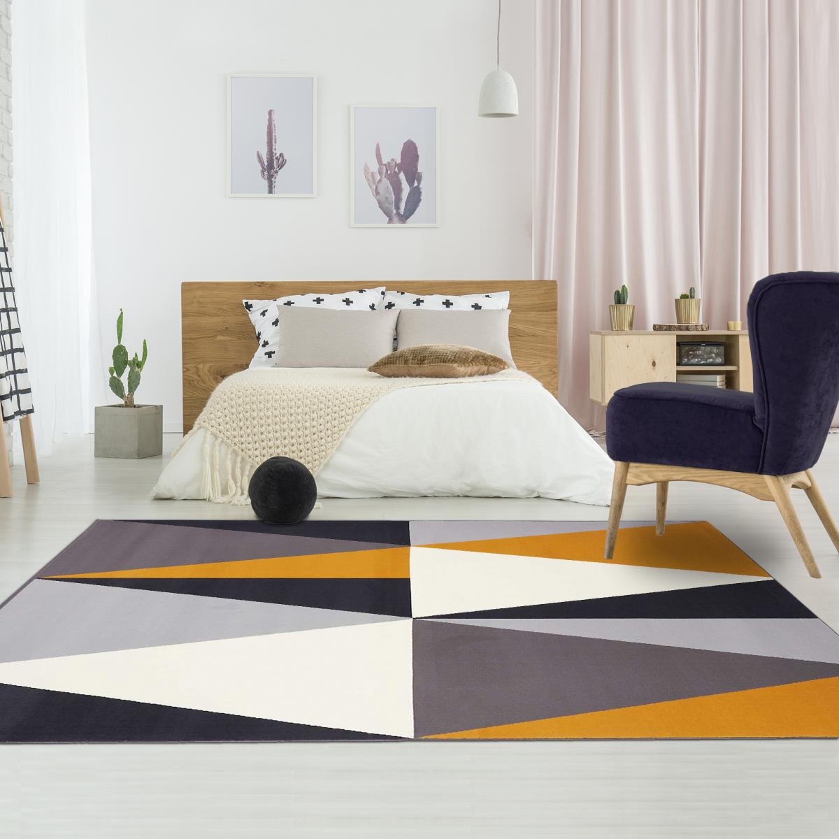 Tapis chambre tissé motif géométrique LYN49 BIGTRI — vue 6