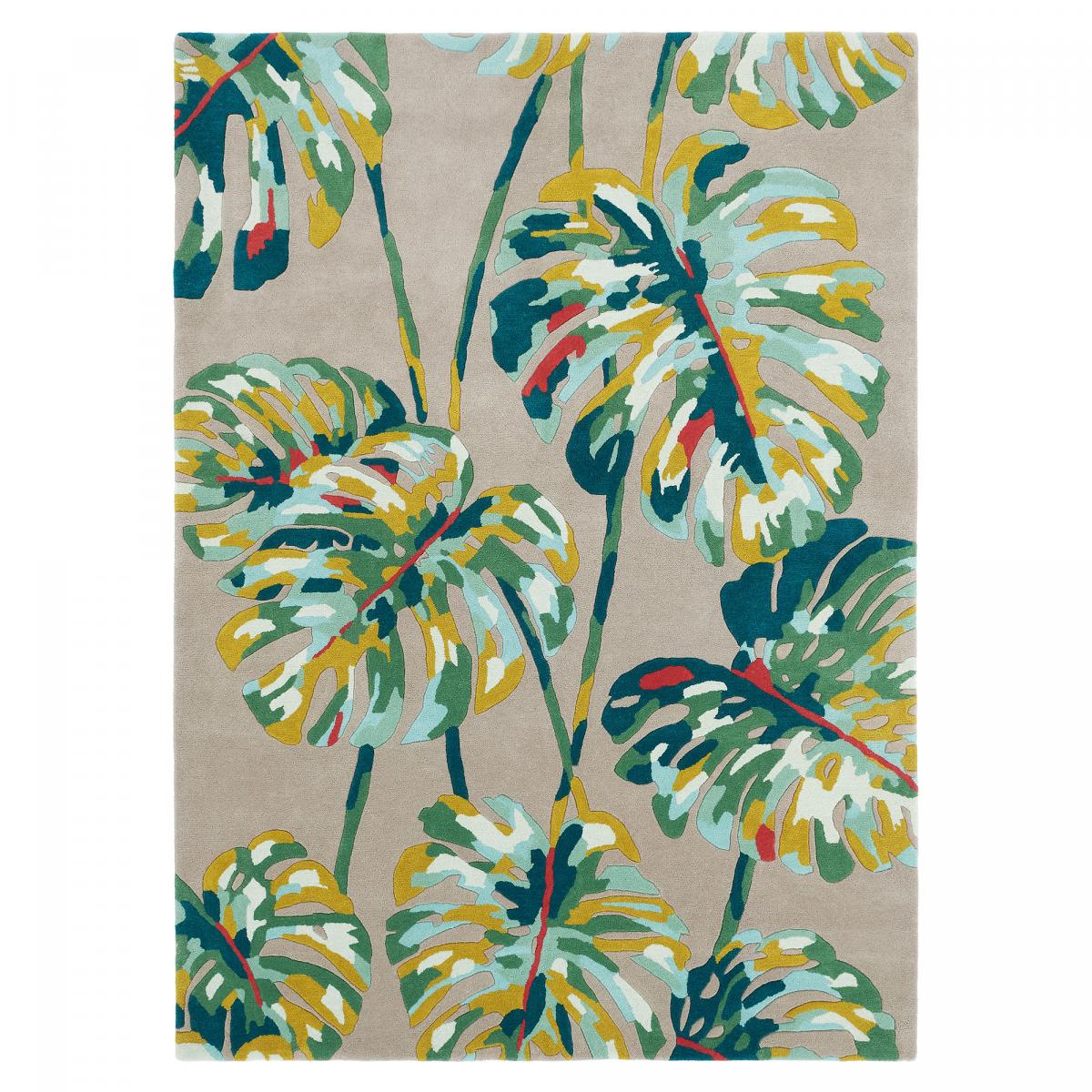 Tapis salon et chambre fait à la main en laine motif floral BLUELEAF