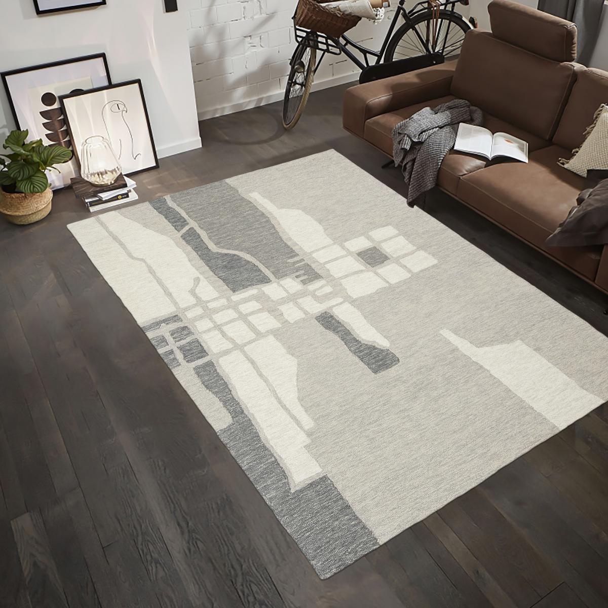 Tapis salon et chambre fait main en laine motif géométrique BUILDING — vue 3