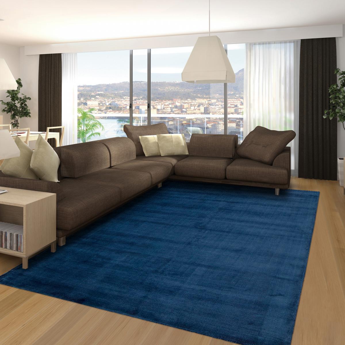 Tapis salon et chambre fait main en viscose motif uni LUNAR — vue 3