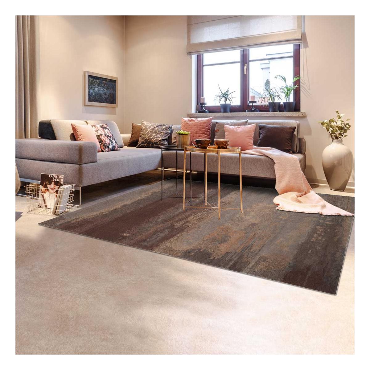 Tapis salon et chambre fait main en laine motif faux uni LUSTER — vue 3