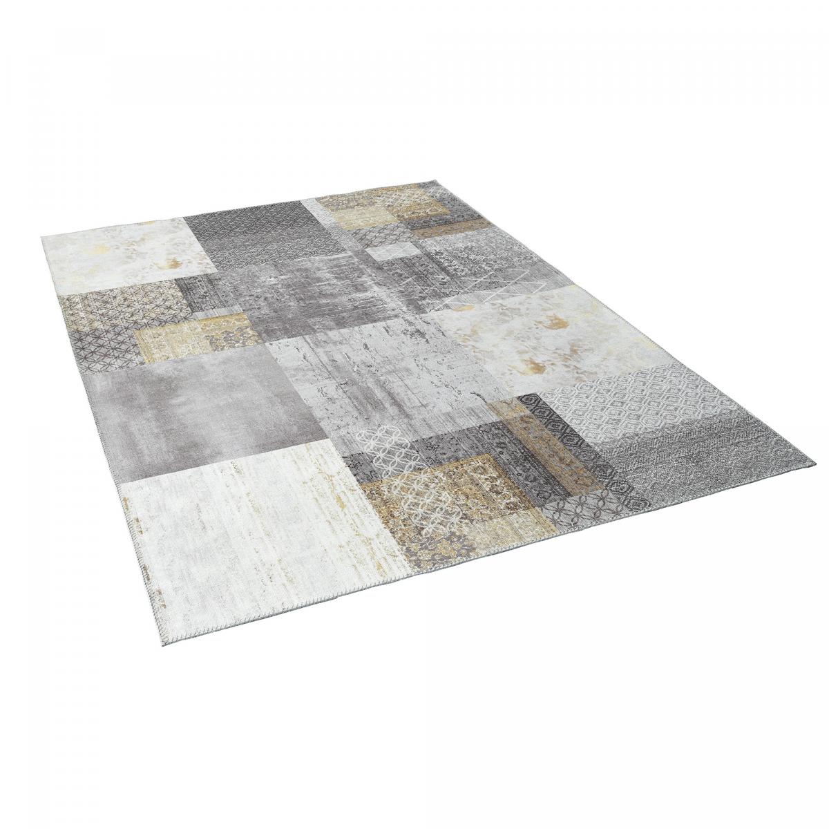 Tapis salon et chambre tissé en coton motif damier CARRAL — vue 6