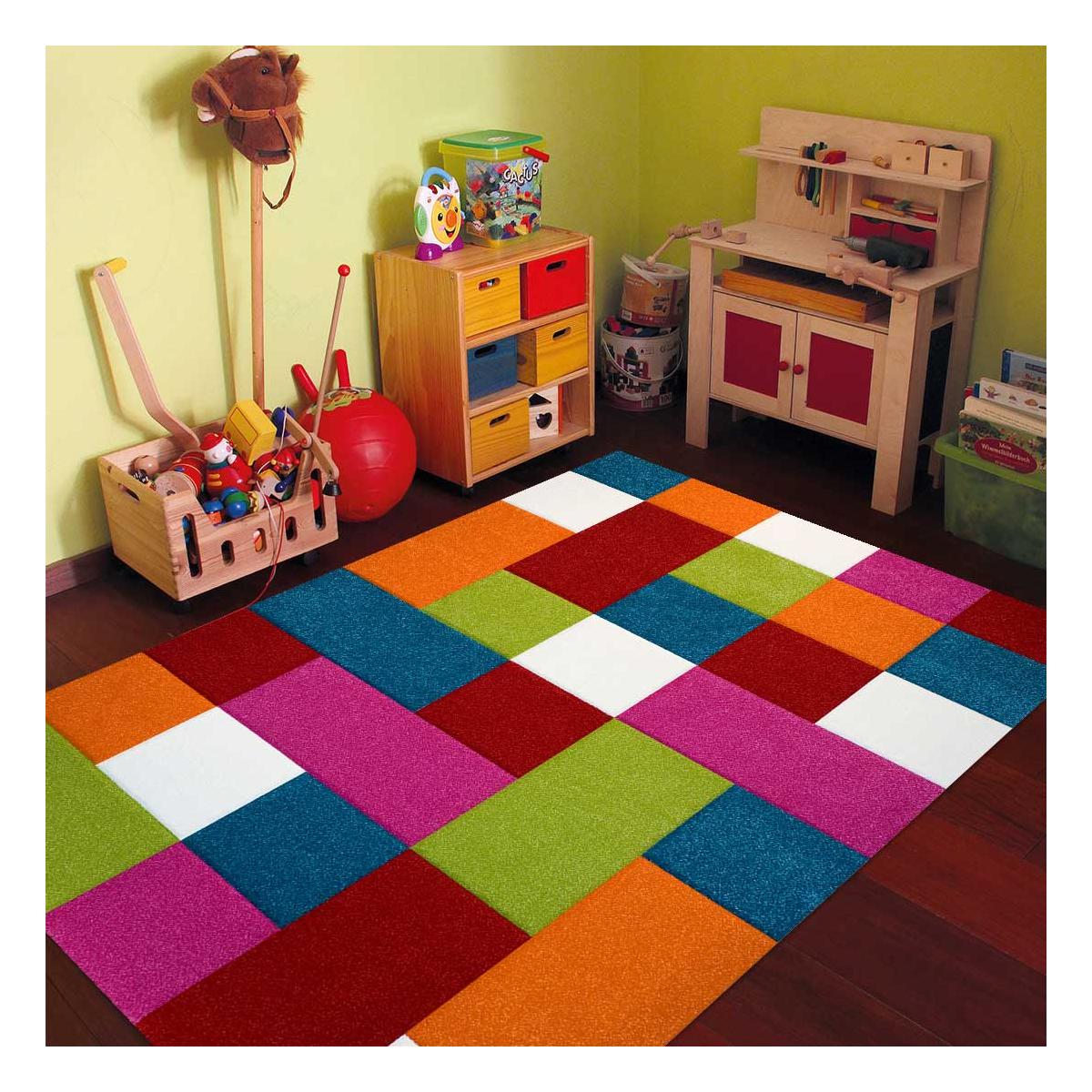 Tapis chambre tissé motif damier CARREAUX — vue 3