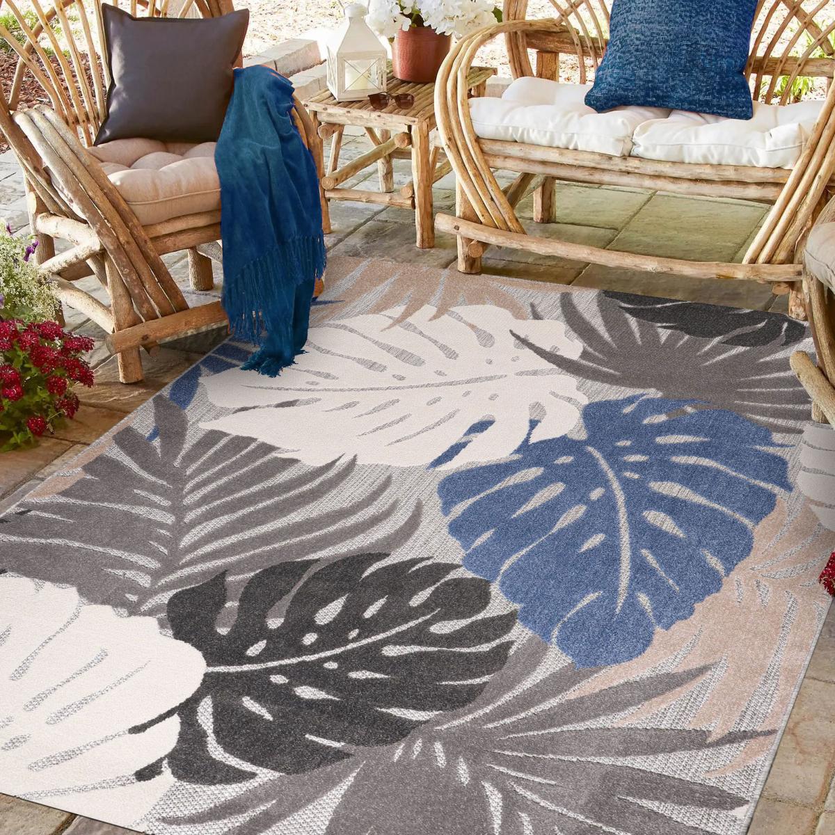 Tapis extérieur tissé kilim rectangle CHIMEKI — vue 3