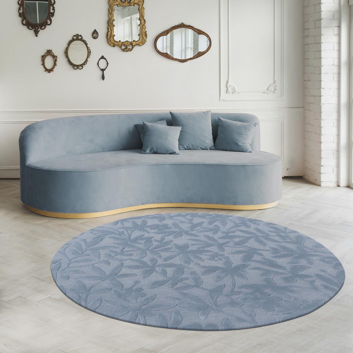 Tapis rond fait main en laine motif floral CLEAVERS — vue 3