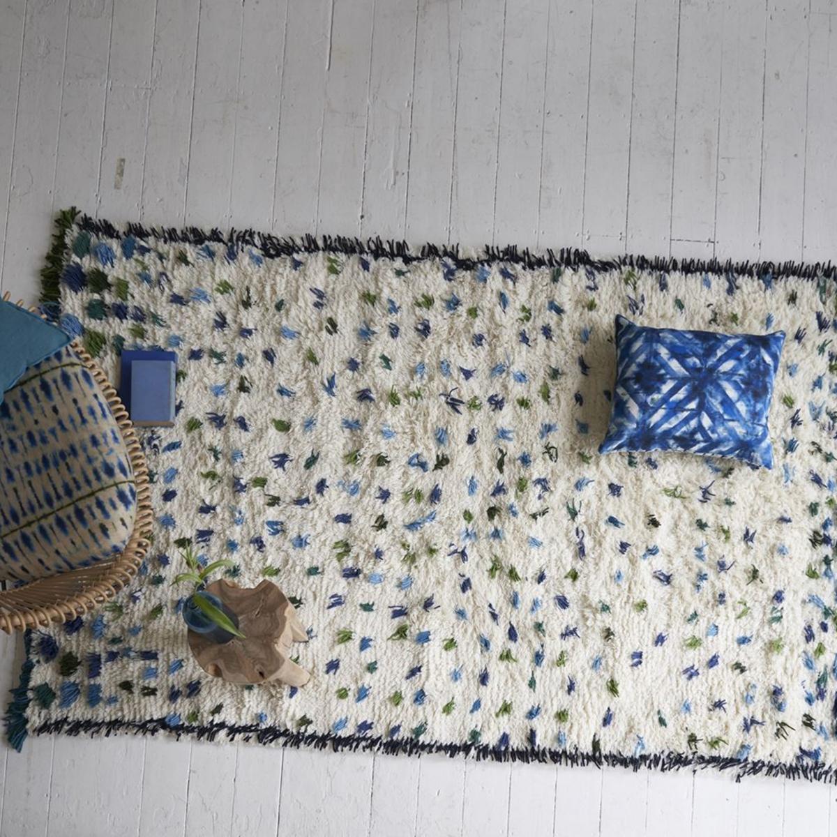 Tapis shaggy fait main en laine motif géométrique COBALT — vue 3