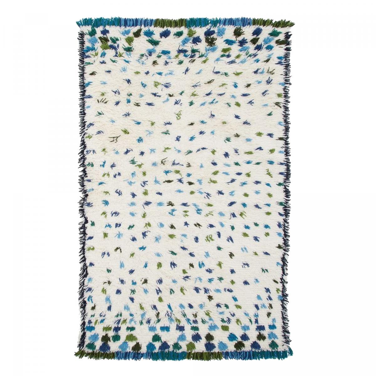 Tapis shaggy fait main en laine motif géométrique COBALT