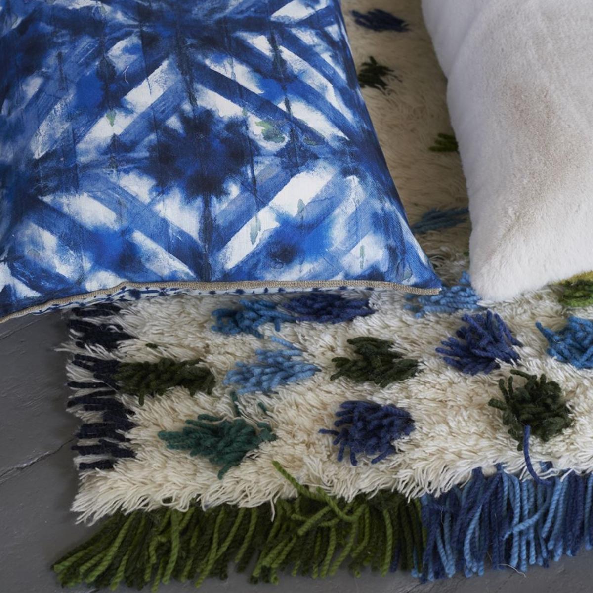 Tapis shaggy fait main en laine motif géométrique COBALT — vue 4