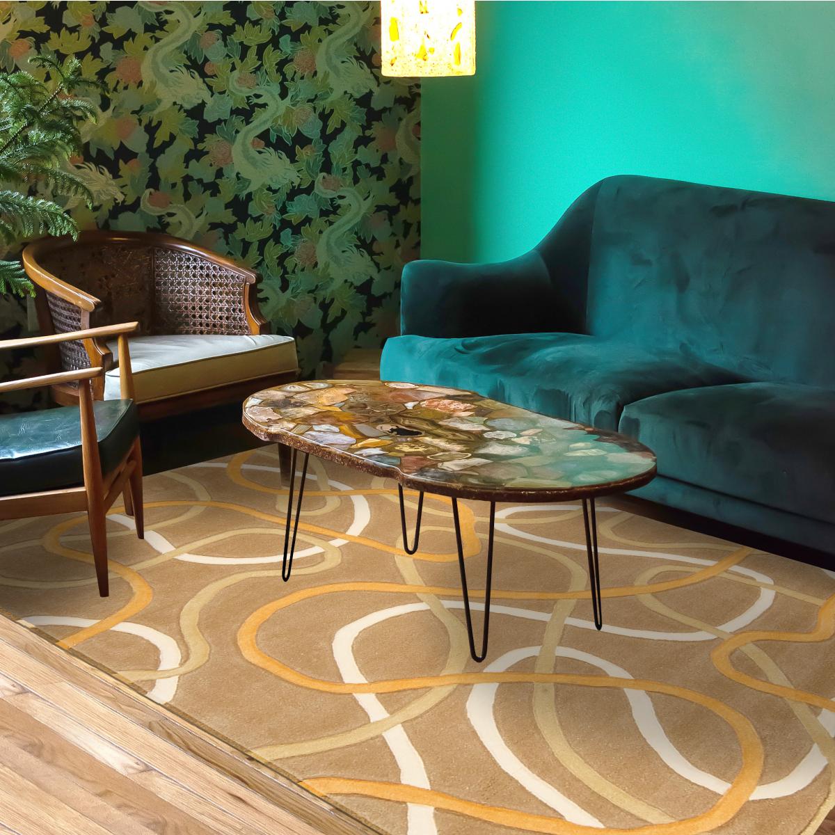 Tapis salon et chambre fait main en acrylique motif rond COMON — vue 3