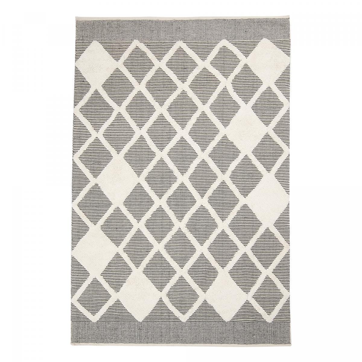 Tapis salon et chambre fait main en coton motif faux uni COTCOLI