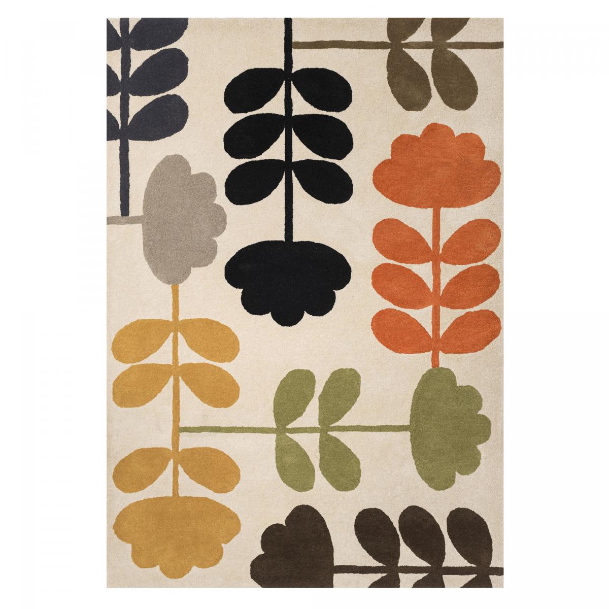 Tapis salon et chambre fait à la main en laine motif seventies