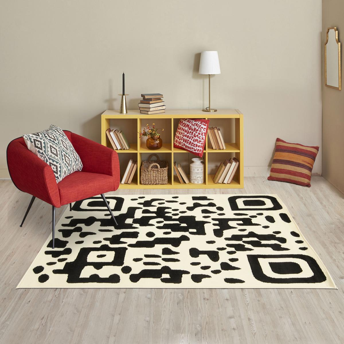 Tapis salon et chambre tissé motif géométrique LYN1 QR — vue 6