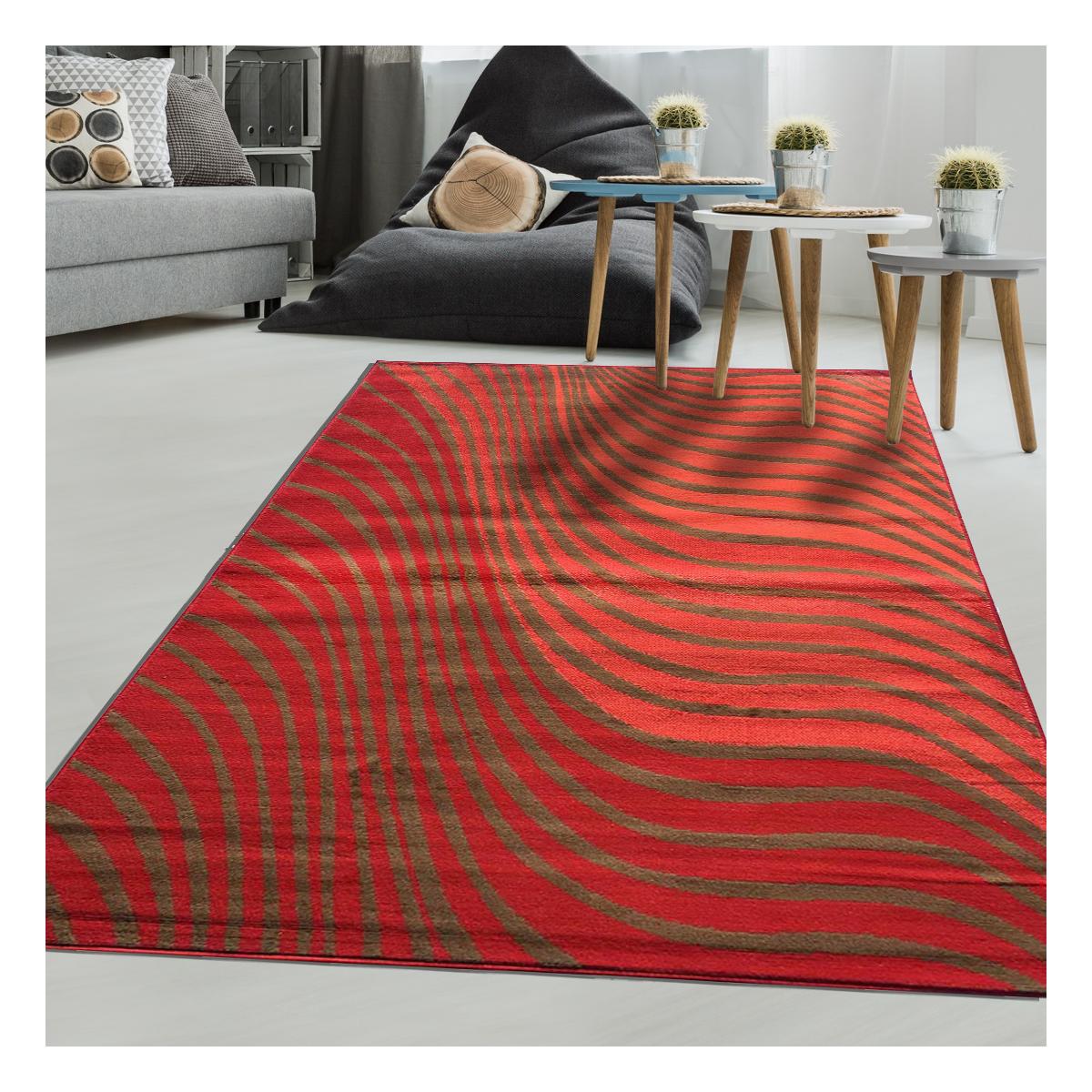 Tapis chambre tissé motif géométrique LYN1 ONDULA — vue 3