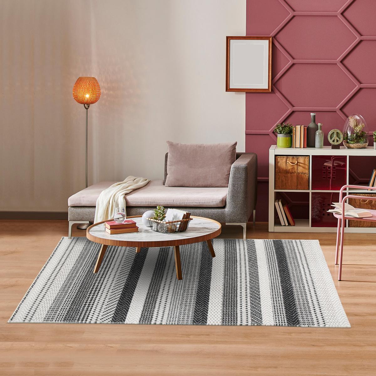 Tapis salon et chambre tissé motif scandinave BILINIA — vue 3