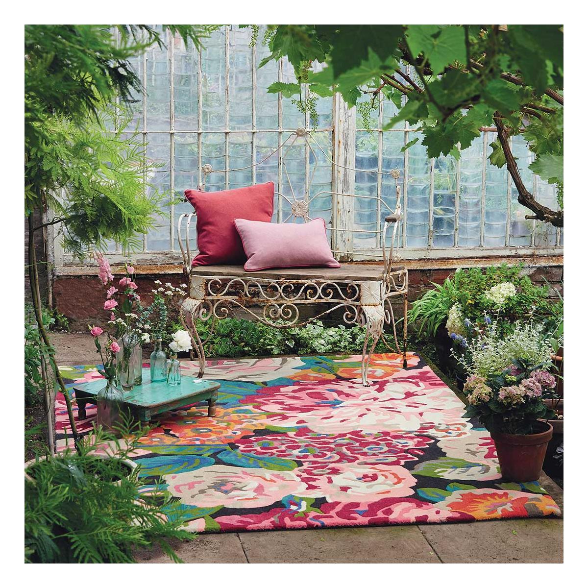 Tapis salon et chambre fait à la main en laine motif floral PEONY — vue 3