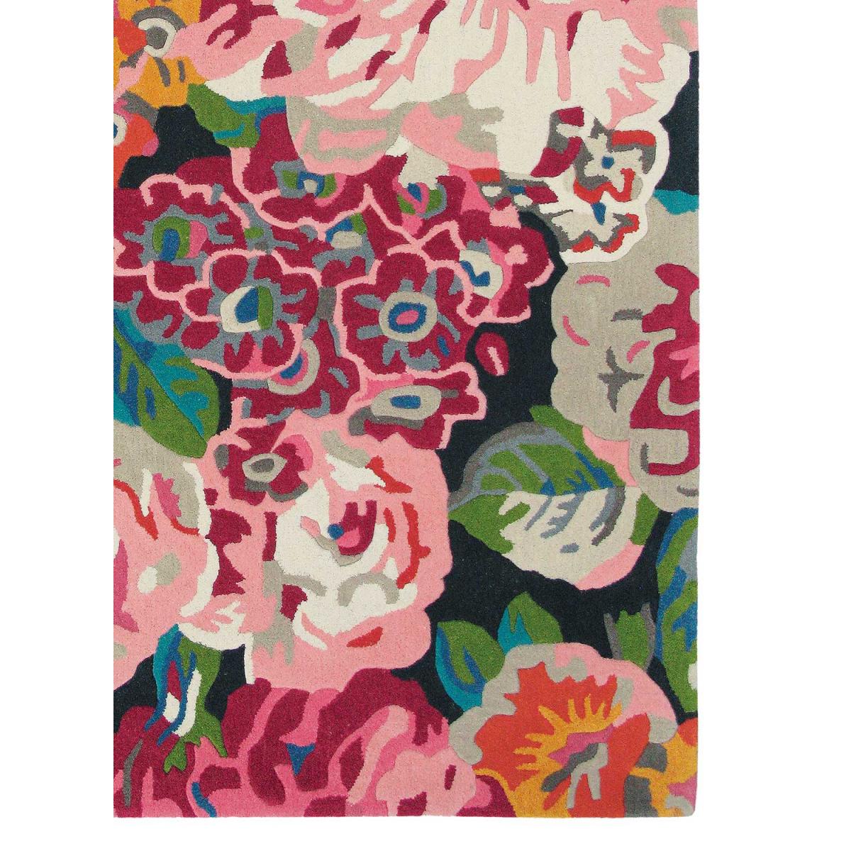 Tapis salon et chambre fait à la main en laine motif floral PEONY — vue 4