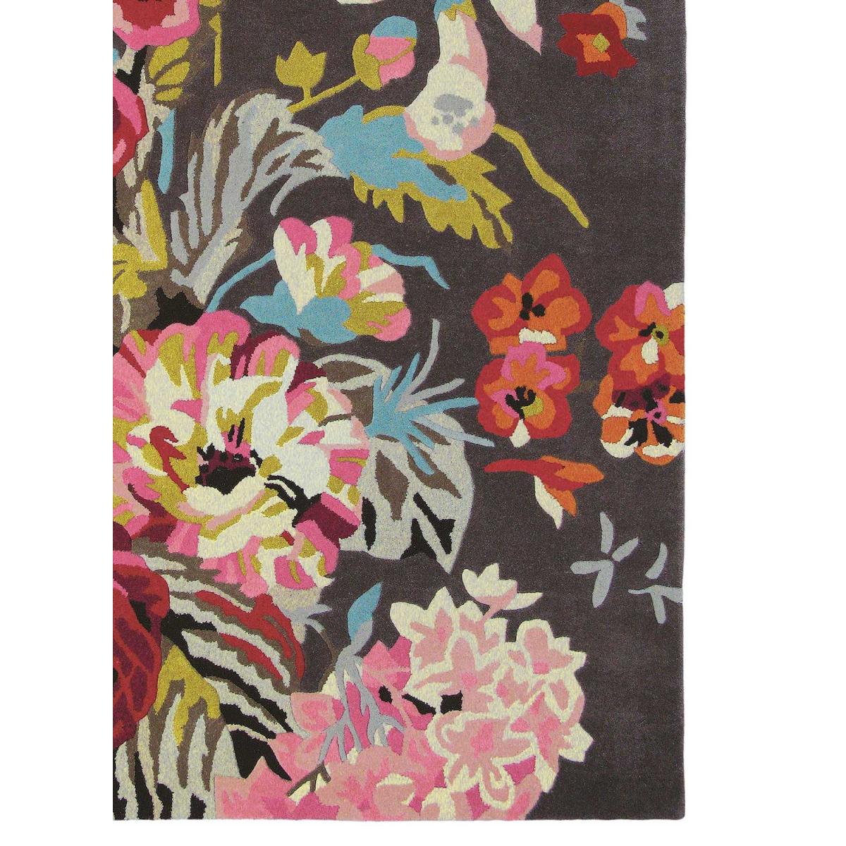Tapis salon et chambre fait à la main en laine motif floral PARKI — vue 4