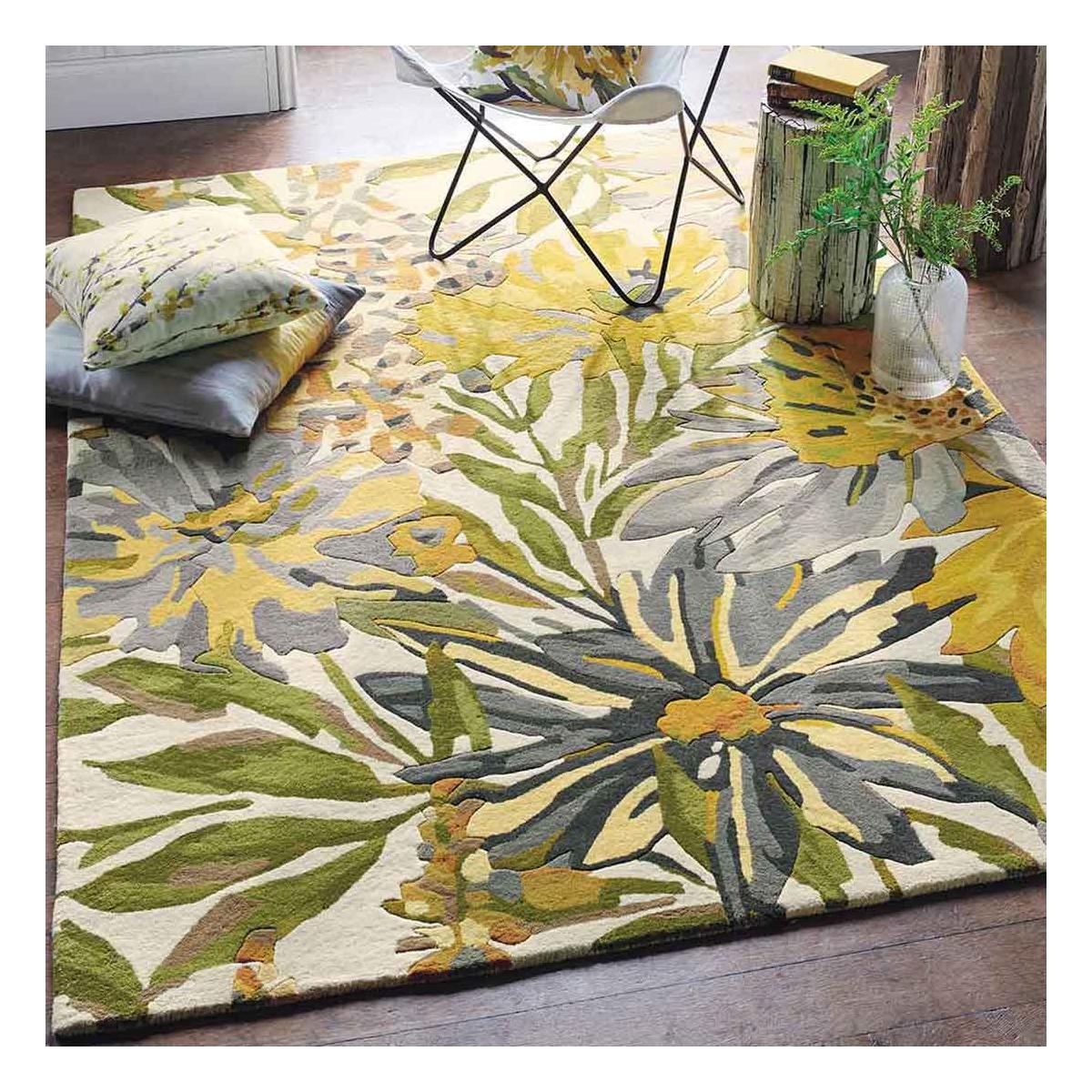 Tapis salon et chambre fait à la main en laine motif floral FLOREALE — vue 3