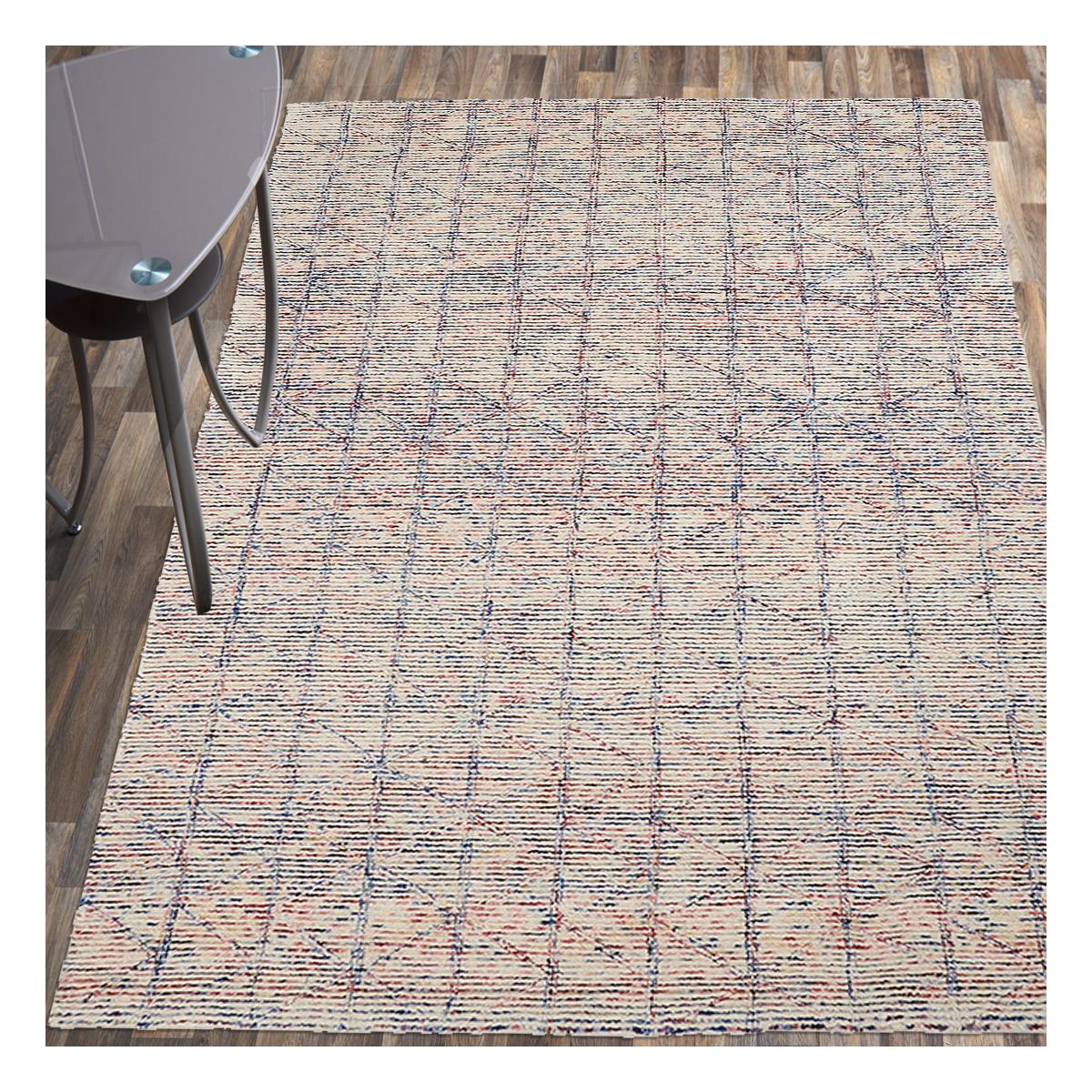 Tapis salon et chambre fait à la main en laine motif faux uni BERNES — vue 3
