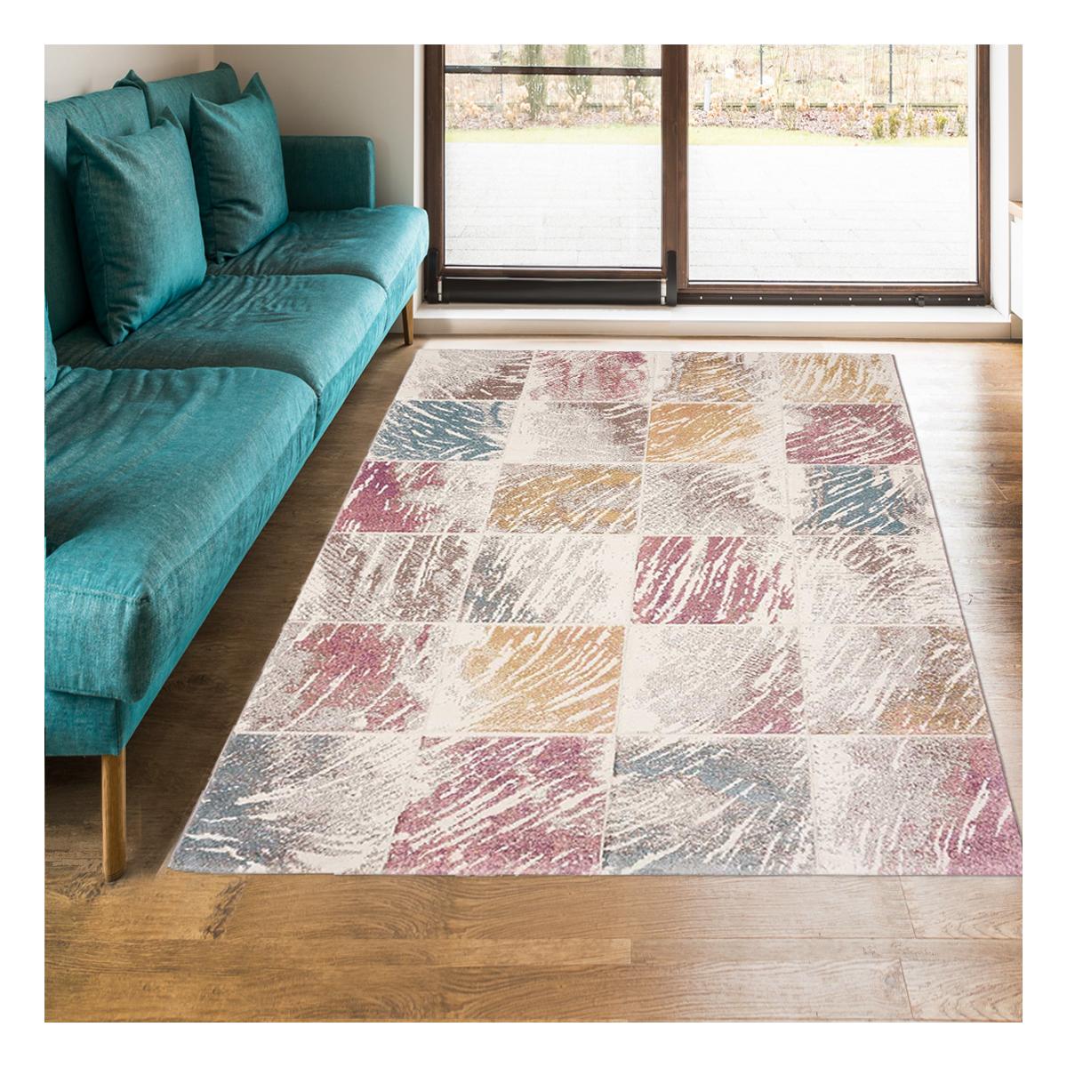 Tapis chambre tissé motif géométrique PASTY — vue 3