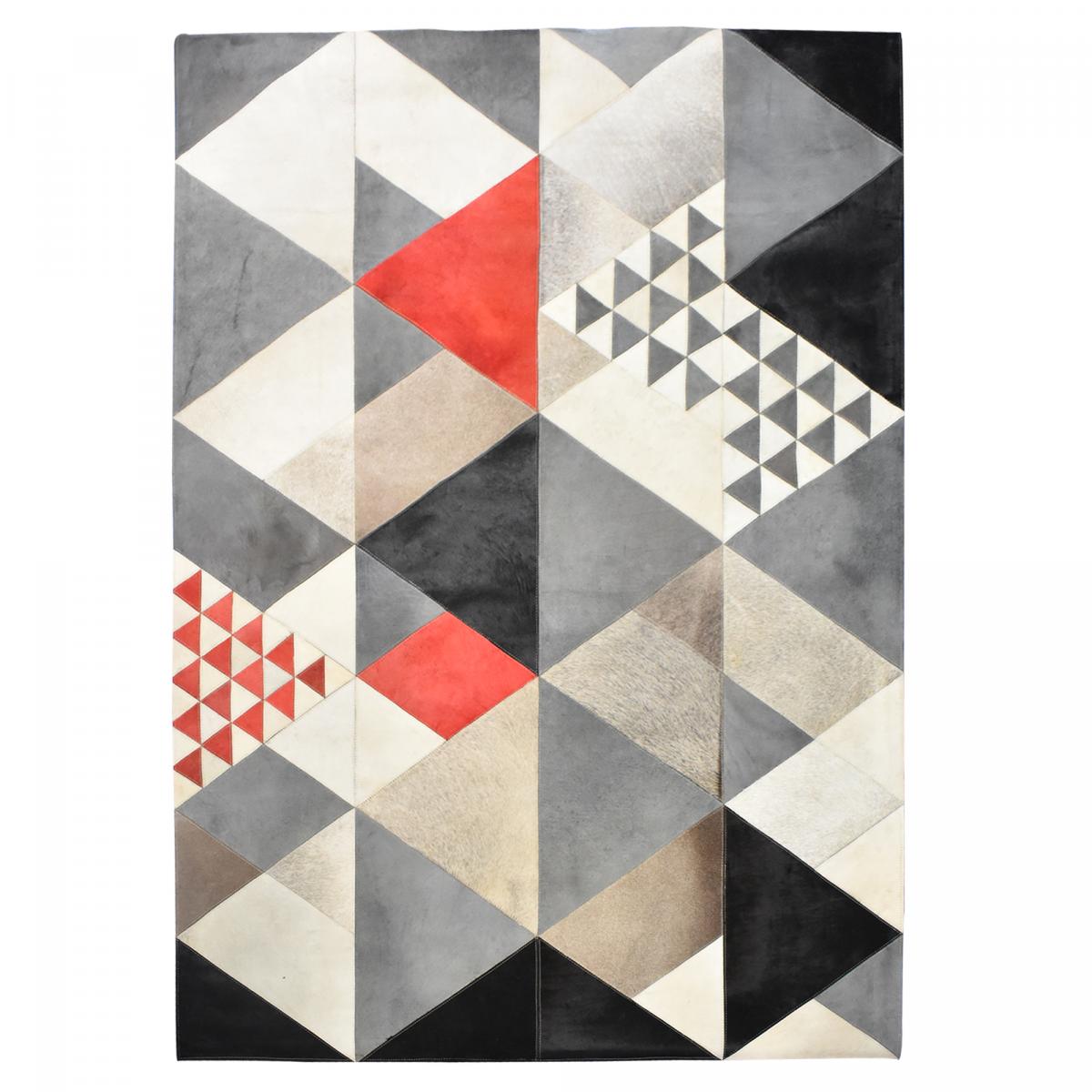 Tapis en peau de vache kilm REDTRI, fait à la main